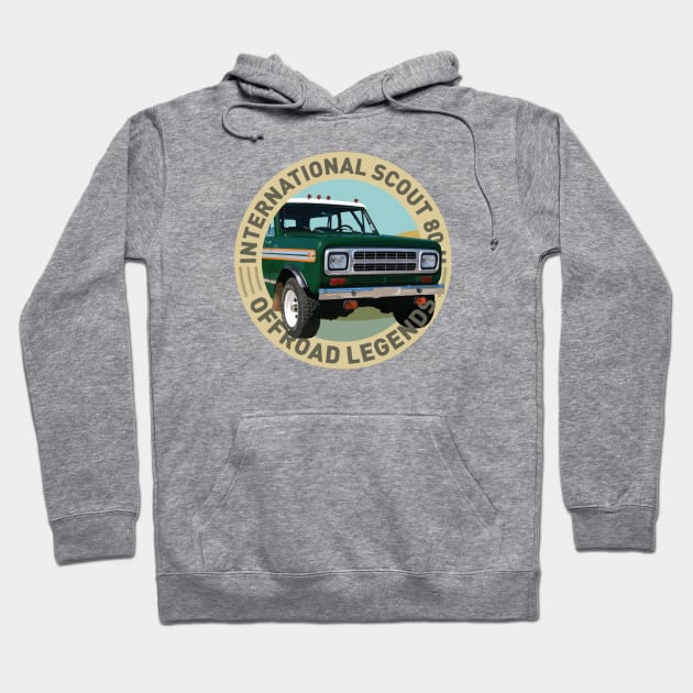 4x4 Offroad Legends: International Harvester Scout 80 II (green) Hoodie by OFFROAD-DESIGNS